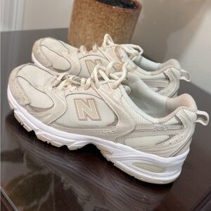 New Balance Beige and White Athletic Shoes